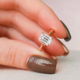 1.5 CT Emerald Shape Hidden Halo Moissanite Engagement Ring 2