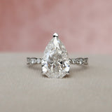 3.0 CT Pear Shape Milgrain Pave Moissanite Engagement Ring 3