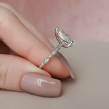 3.0 CT Pear Shape Milgrain Pave Moissanite Engagement Ring 4