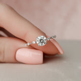 1.0 CT Round Shape Dainty Pave Moissanite Engagement Ring 3