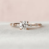 1.0 CT Round Shape Dainty Pave Moissanite Engagement Ring 7
